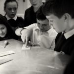 School children sitting around a table