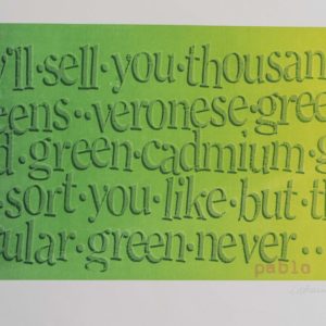 A print by Catherine Sargeant titled 'Spectrum 'Green''
