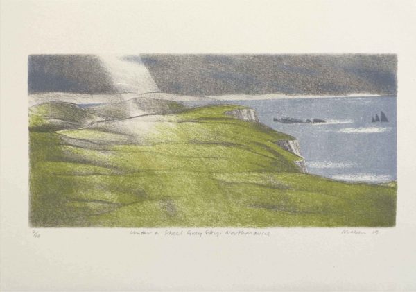 Under a Steel Grey Sky, Northmavine a Lithograph by the Artist Tom Mabon